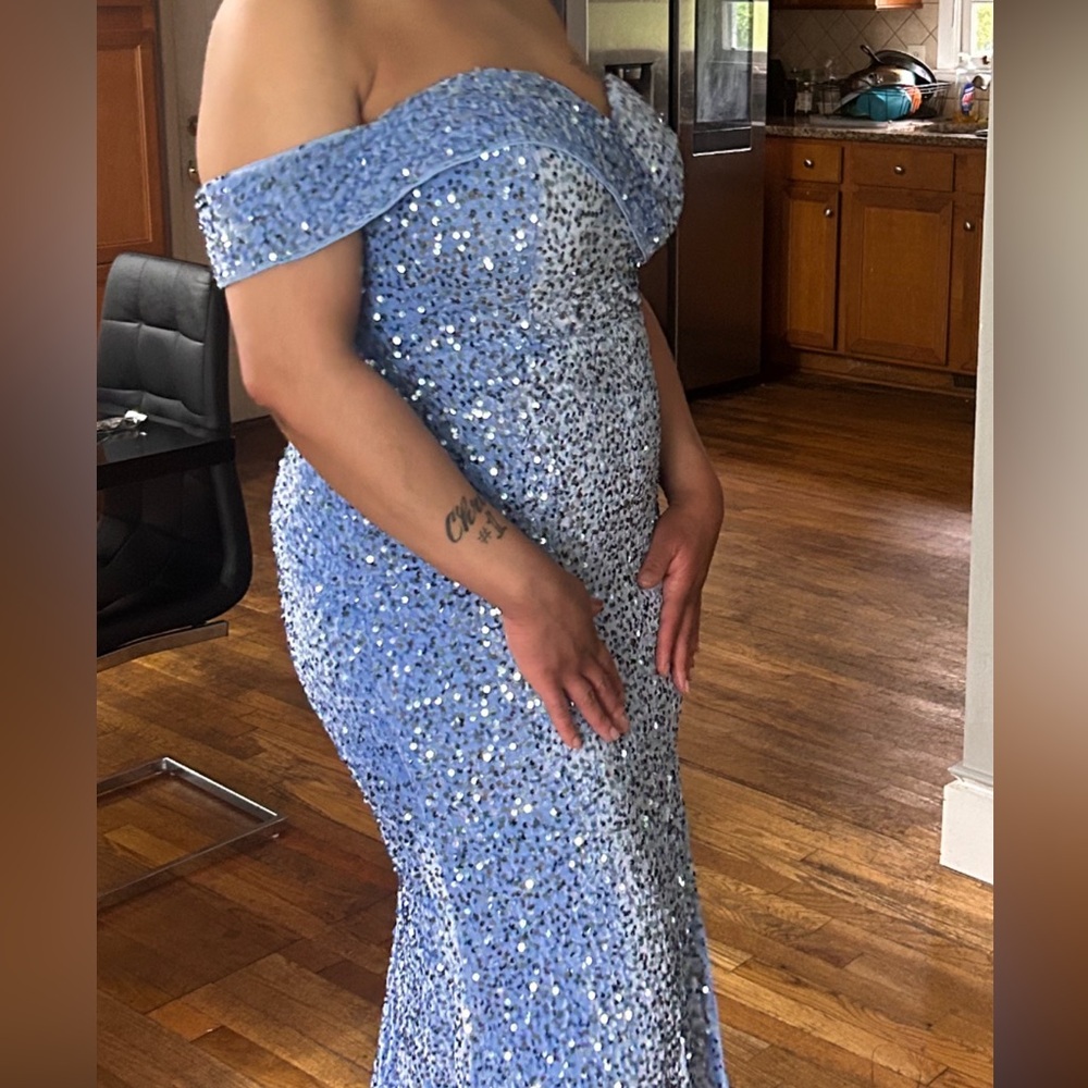 Brand new Stunning Blue Sequin Gown - Picture 3 of 5